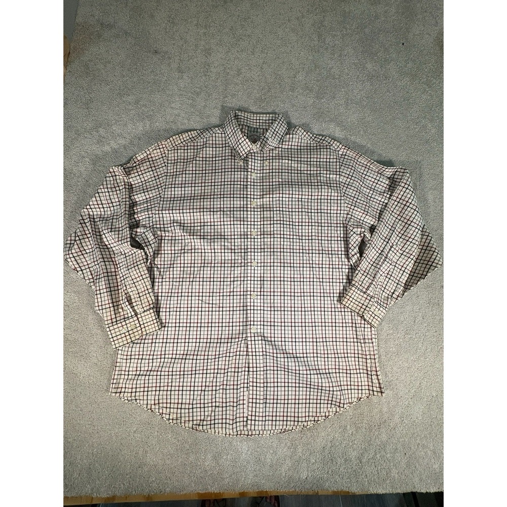 Brooks Brothers Long Sleeve Button Down Shirt Men's Size XL Cotton Square Plaid